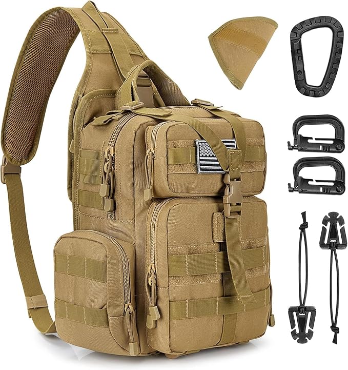 G4Free Large Tactical EDC Sling Bag Backpack Military Molle Bag Single Strap Shoulder Backpack for Men | EDC Adjustable Holder