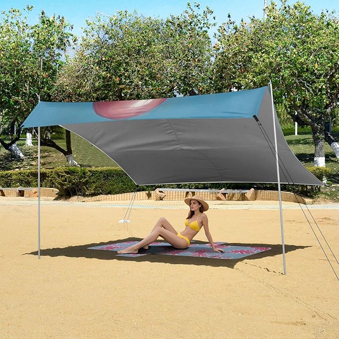 ALAZA Cute Puppy Balloon Beach Tent Sun Shelter Portable Canopy Sunshade for Outdoor Camping Picnics Backyard Fun 10x9 ft