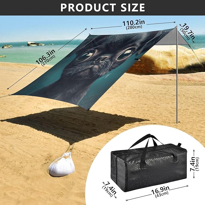 ALAZA Puppy Dog Arland Green Beach Tent Sun Shelter Portable Canopy Sunshade for Outdoor Camping Picnics Backyard Fun 10x9 ft