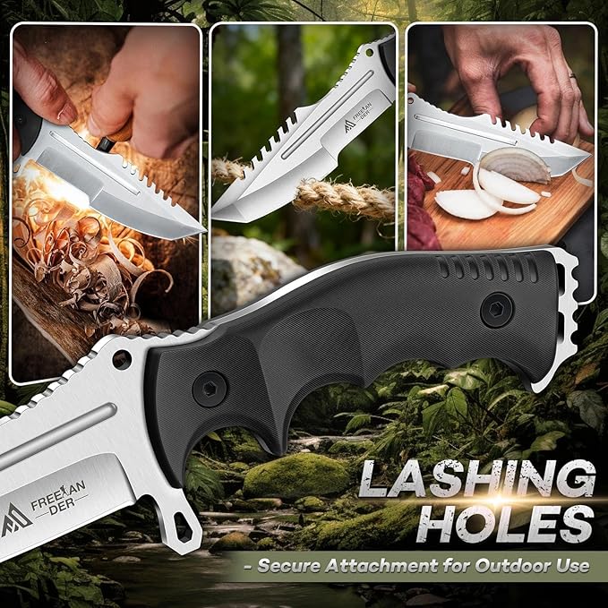 Freelander Tactical Axe 2 Pack and Outdoor Fixed Blade Knife with Kydex Sheath