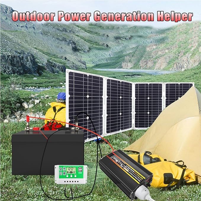 Complete 10000W Solar Panel Kit with Pure Sine Wave Inverter &amp 50A Charge Controller for Marine RV(100W)