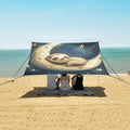 ALAZA Sloth Sleeping on The Moon Stars Beach Tent Sun Shelter Portable Canopy Sunshade for Outdoor Camping Picnics Backyard Fun 10x9 ft