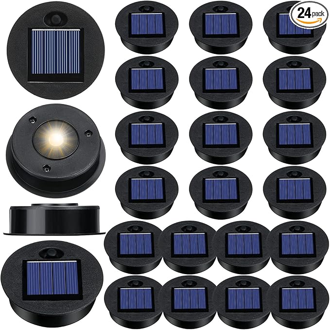 24 Pieces Replacement Solar Light Top Parts Waterproof Warm White LED Solar Panel Hanging Lantern Lids Outdoor Solar Lantern Light Lids for Hanging Lanterns Patio Garden Decor (2.76 Inch)