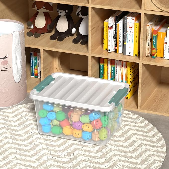 6 Pack Clear Latching Box with Lid 20 Quart Plastic Storage Bin