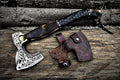 Custom Gift Forged Carbon Steel Viking Axe with Rose Wood Shaft Viking Bearded Camping Axe &amp Hatchet Best Birthday Gift for Him 18 Inches (Medieval Axe)