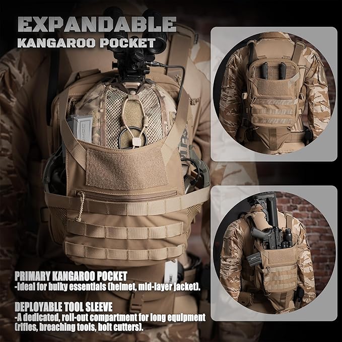 ABP Tactical MOLLE Hydration Backpack Military Assault Vest Back Panel Pack for Men Training Hiking Airsoft with 2.5L Bladder