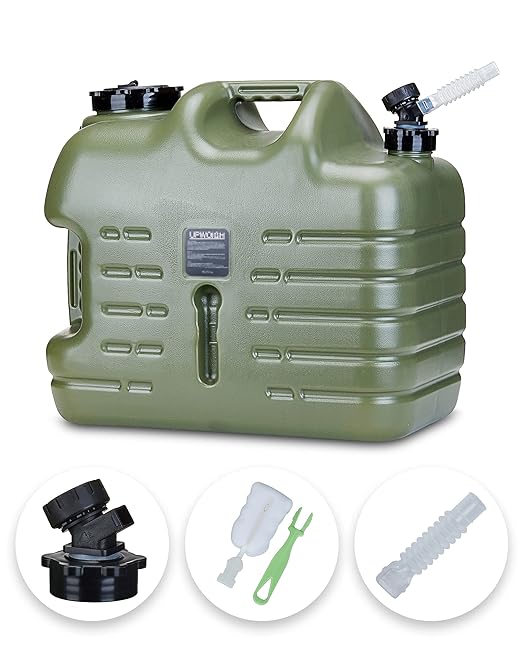 UPWOIGH Camping Water Container 6.6 Gallon Big Water Jug(25L) Truly No Leakage Water Storage Military Green Water TankBPA Free Overlanding Gear