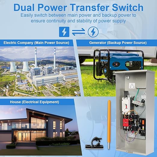 200 Amp Automatic Transfer Switch Generator Single Phase Transfer Switch with Power Management Replacement for Generac RXSW200A3 NEMA 3R Outdoor Rated Aluminum Enclosure for Indoor and Outdoor Use