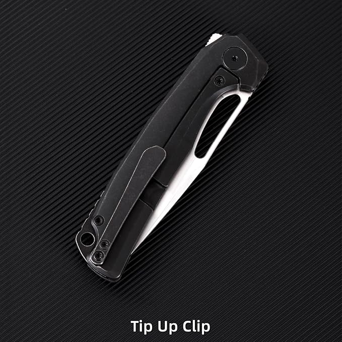 Pocket Knife 3.5 M390 Blade Folding Knife Hunting Knife Survival Knife with Pocket Clip EDC Knives for Hunting Camping Survival Outdoor Fishing Hiking (Purple&ampBlack)