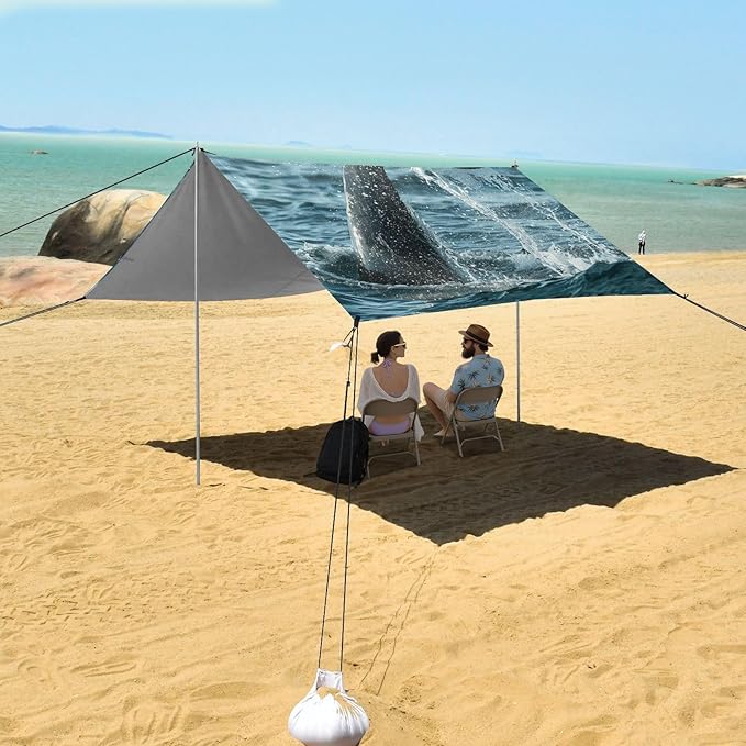 ALAZA The Tail of A Dolphin Sea Beach Tent Sun Shelter Portable Canopy Sunshade for Outdoor Camping Picnics Backyard Fun 10x9 ft