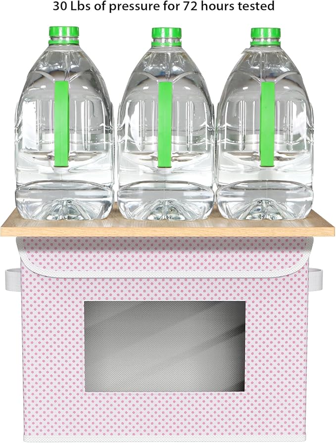 Univivi Fabric Foldable Storage Boxes [4-Pack] Large Collapsible Stackable Storage Bins with Lids Closet Organizers and Storage Cube Basket for Home Office Bedroom (Pink 17”x 12” x 12”)