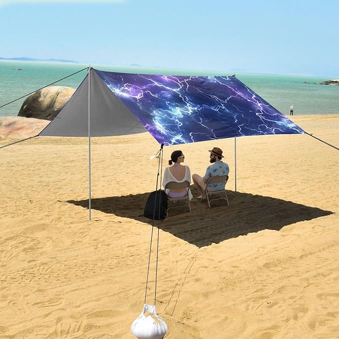 ALAZA Lightning Pattern Beach Tent Sun Shelter Portable Canopy Sunshade for Outdoor Camping Picnics Backyard Fun 10x9 ft