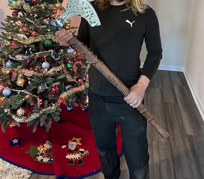 [Viking Tools] Two Handed Berserker Axe Hand Forged Steel Axe Norse Battle Axe Scandinavian Style Viking AxeViking Bearded TacticalFunctional Viking Battle Bushcraft Axe History of Vikings