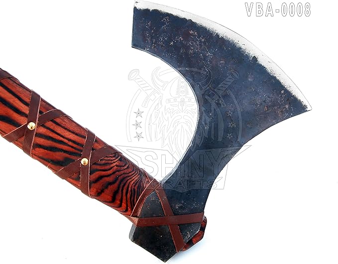 SHINY CRAFTS® Handmade Viking Axe Hatchet Norse Axe- 40 Long Two-Handed Berserker Hatchet Forged Axe - Bearded Axe - with Sheath (VBA-08)