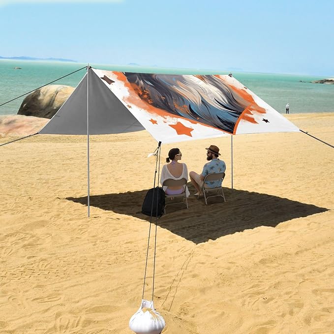 ALAZA Dog with Stars Beach Tent Sun Shelter Portable Canopy Sunshade for Outdoor Camping Picnics Backyard Fun 10x9 ft
