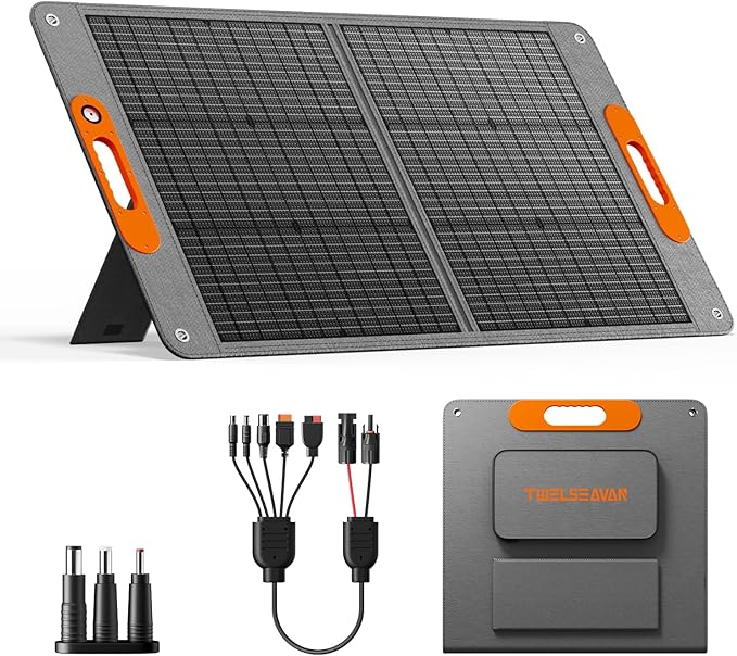100W Portable Solar Panel for Power Station 24% High Efficiency ETFE Foldable Solar Panel Charger QC3.0 Type-C 60W MC4 Output IP65 Waterproof for Outdoor Camping RV Emergency Power Supply