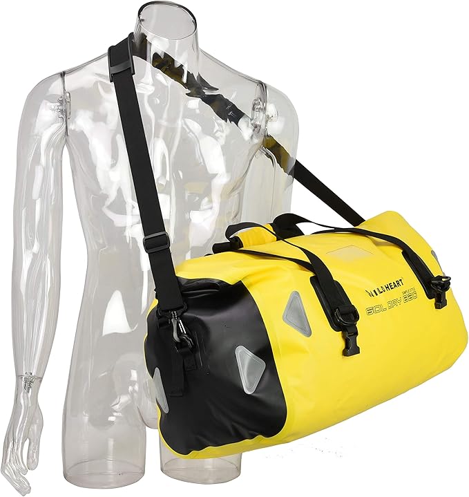 WILD HEART Waterproof Motorcycle Duffel Bag PVC500D Double-bottom With Rope Straps and Inner Pocket 40L 66L 100L for Kayaking Camping BoatingMotorcycle