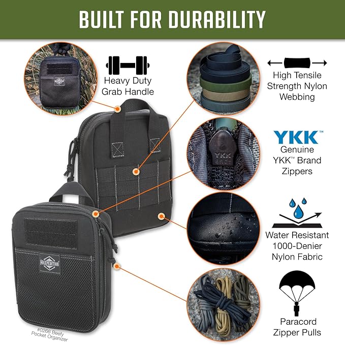 MAXPEDITION Beefy Pocket Organizer Compact MOLLE-Compatible 1000D Nylon Tactical Pouch Everyday Carry Tool and Gear Storage for Outdoor Tactical Survival 0266