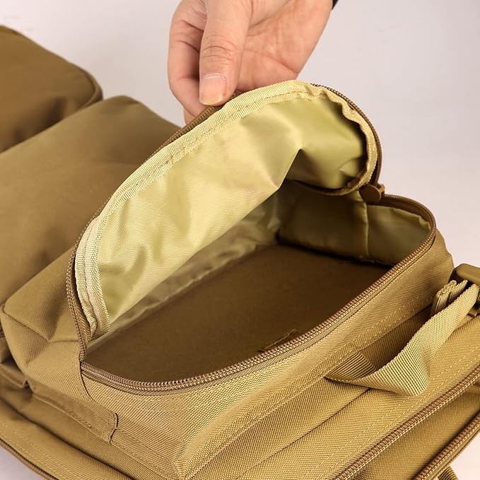 New Tactical 24 Rifle Gear Shoulder MP5 Sling Bag Army Backpack Soft Rifle Case Gun Backpack Bag Tactical Rifle Backpack MPS Hunting Bag Cross Bag Khaki