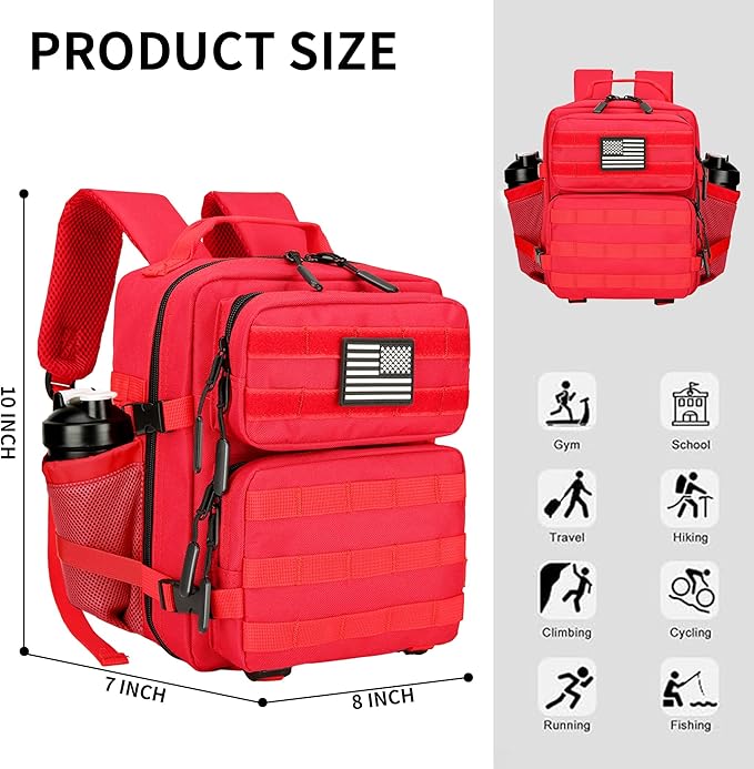 9L Mini Tactical Backpack for Men and Women Tactical Backpack Small for Hiking Small Tactical Bag (Red)