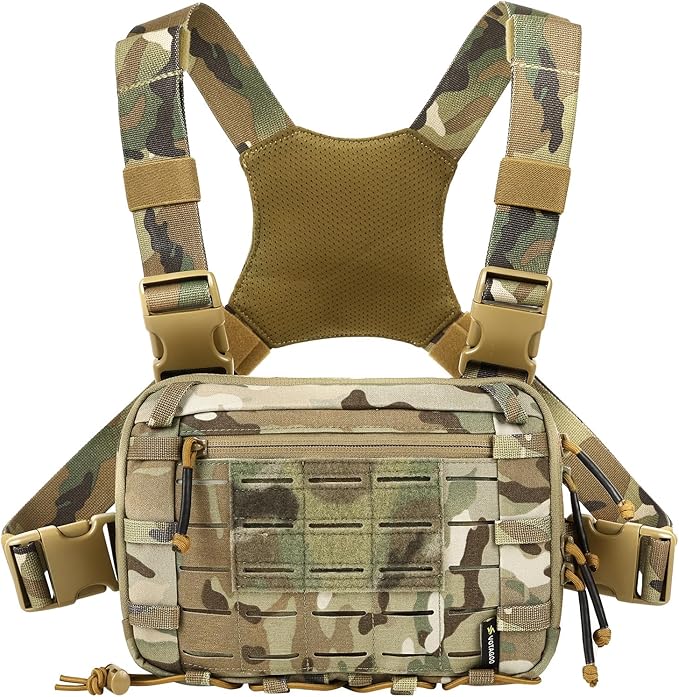 Tactical Chest Pack EDC Chest Bag 2L Utility Molle Chest Rig Pouch with CCW Compartment Adjustable Strap Outdoor