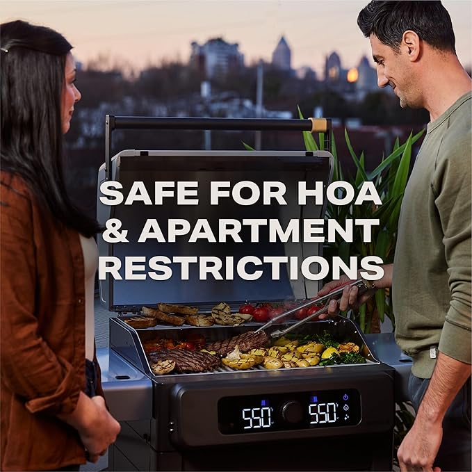 Current Model G Dual Zone Grill Smart Electric Outdoor Grill with 200-700°F Range for Searing &amp Roasting Digital Precision Independent Heat Zones Apartment-Friendly &amp Weather-Resistant Sl