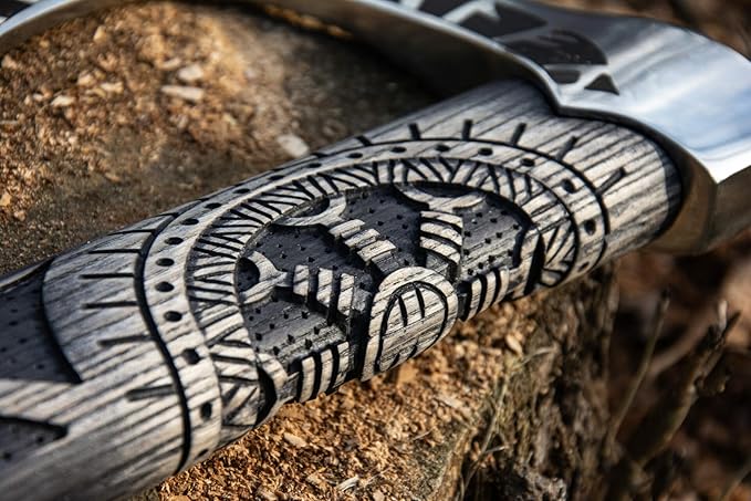 SHINY CRAFTS® Handcrafted Viking Axe – Nordic Engraved Blade with Wooden Handle Unique Gift for Men Collectors and Fantasy Enthusiasts (SCA-11)