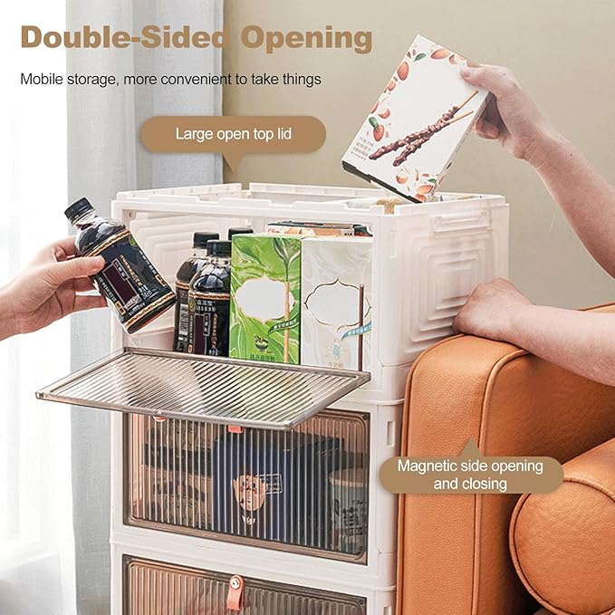 Ergocar Foldable Storage Boxes Transparent Plastic Storage Boxes with Lid Stackable Large Capacity Organiser Thick and Durable for Bedroom Wardrobe Office Garage