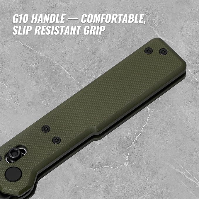 TACRAY Tarcus Folding Pocket Knife 3.5 D2 Steel DLC Blade G10 Handle Lightweight EDC Knife with Crossbar Lock for Men and Women Ideal for Camping Hiking and Survival