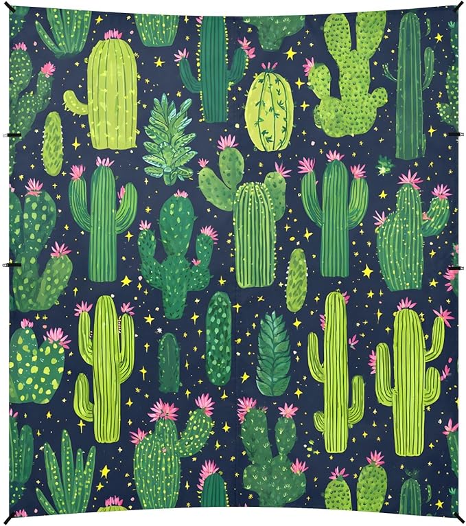 ALAZA Cactus Cacti Flower Beach Tent Sun Shelter UPF50+ Protection Beach Shade Canopy w/ 4 Sandbags for Outdoor Camping Fishing Backyard Fun Picnic 10x9 ft