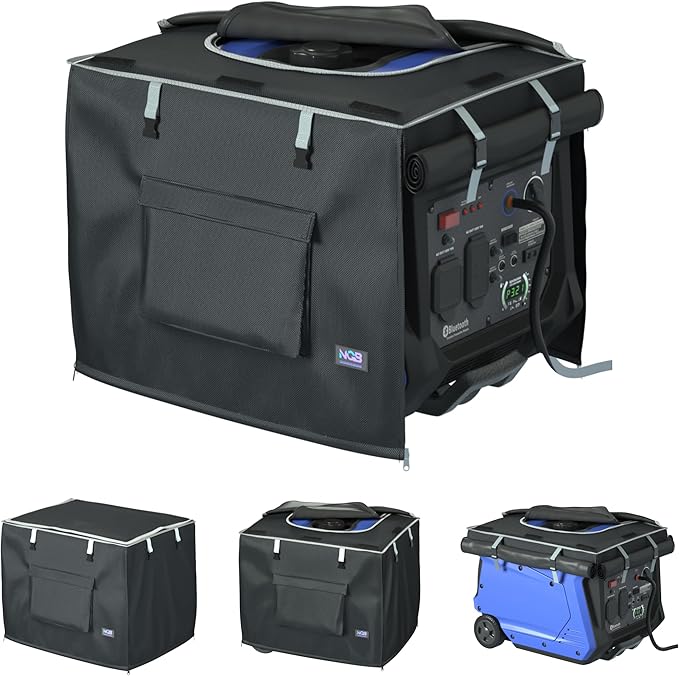 NGB Generator Runing Cover 24.8L x 20.2Wx 20.8H for Universal Most Inverter Generators Made of 600D plus 210D Double Layer Heavy Duty Waterproof Fabric The Top Cover is Waterproof for Refueling.