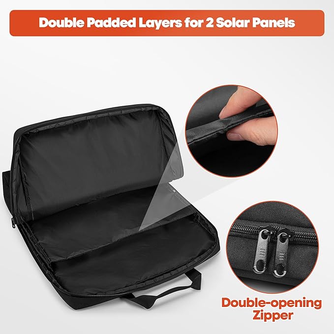 Solar Panel Storage Bag Solar Panel Carrying Case Compatible with Anker SOLIX PS30 PS100 PS200 Carrier Box Protective Case for 2 Panels Carry Cover with Pockets &amp Handles Bag Only