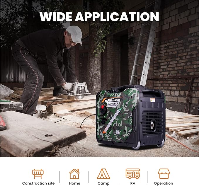 MaXpeedingrods 5500W Inverter GeneratorGas Powered 86lbs Electric Start EPA Compliant for Mobile Home Yard Garage WoodworkWheel &amp Handle KitRV Ready
