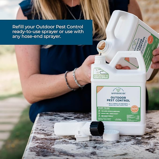 Wondercide - Outdoor Pest Control Spray Concentrate with Natural Essential Oils - Mosquito Ant Roach and Insect Killer Treatment and Repellent - Safe Around Pets Plants Kids - 32 oz