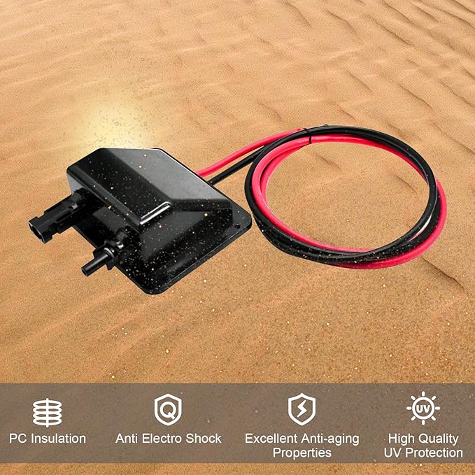 Solar Cable Entry Gland with 10AWG 3.28Ft Solar Extension Cable UV Resistance Waterproof Solar Junction Box for RV Boat Campe Van(Black)