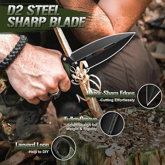 Freelander D2 Steel Bushcraft Knife Bundle with Camping Axe
