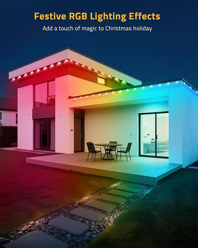Permanent Outdoor Lights 111FT Smart Black Christmas Lights with App Control IP65 Waterproof Eternity Eaves Lighting with 72 RGB LED Lights for Outside Roofline Decor Party Holiday Xmas