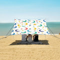 ALAZA Colorful Moon Stars Seamless on White Beach Tent Sun Shelter Portable Canopy Sunshade for Outdoor Camping Picnics Backyard Fun 10x9 ft