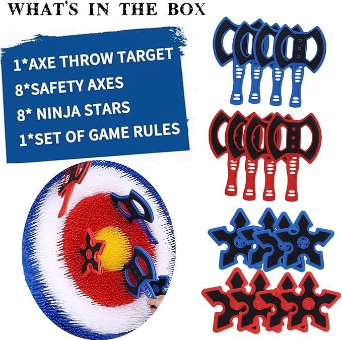 Stiatu Axe Throwing Bristle Target with 8 Throwing Axes SetAxe Throwing Game for Backyard Indoor &ampOutdoorYard GamesCarnival Games