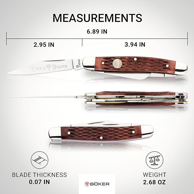 Boker Large Stockman 4 Inch Pocket Knife Jigged Brown Bone Traditional Series 2.0 Made in Germany