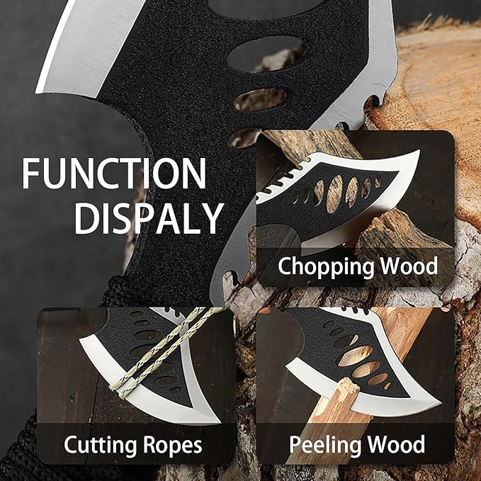 Lightweight Tactical Hatchets Small Camping Backpacking Axe with Nylon Fiber Handle for Bushcraft Outdoor Survival Hiking with Tactical Holes and Detachable Parachute Cord-2 Pack