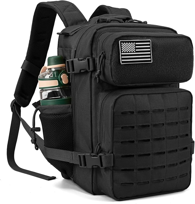 QT&ampQY 25L/45L Military Tactical Backpack For Men Molle Daypack 3 Day Bug Out Bag Hiking Rucksack With Bottle Holder
