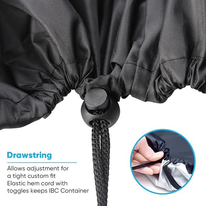 NEVERLAND IBC Tote Cover 275 Gallon 420D Heavy Duty Outdoor Water Tank Cover with Half Zipper &amp Top Velcro Opening UV &amp Waterproof Protection Fits 1000L IBC Tote