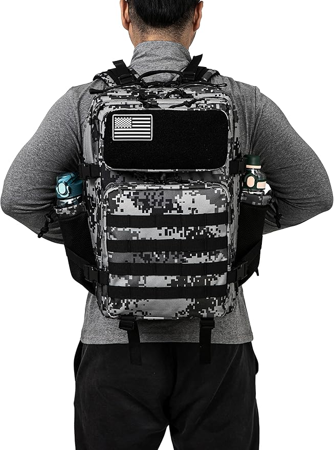 QT&ampQY 25L/45L Military Tactical Backpack For Men Molle Daypack 3 Day Bug Out Bag Hiking Rucksack With Bottle Holder