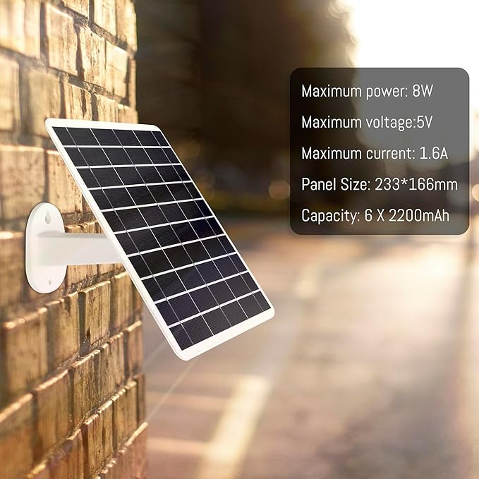 8W Solar Panel Built-in with SANYO 13200mAh Battery for Security Camera Outdoor 3in1 Plug Charger Panel for Trail Hunting Camera Support Emergency Power for Camping Hiking Lights Phones Tablet PC