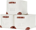 DECOMOMO White Storage Bins Fabric Storage Baskets for Shelves &amp Linen Closet Organization (Creamy White W/ Label holder Large - 3 Pack)