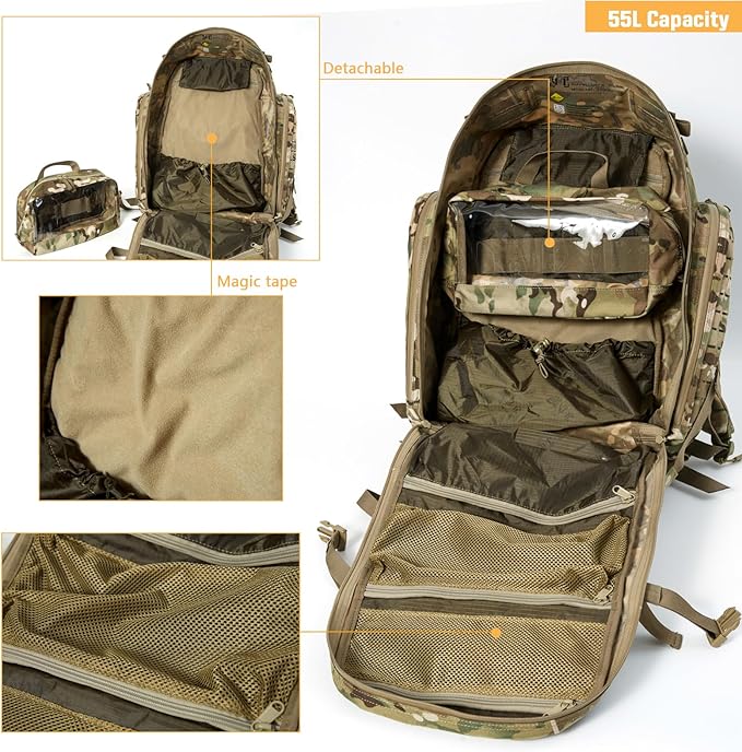 MT Military 3Day Rucksack with External Frame MOLLE Army Medium Ruck Assault Backpack