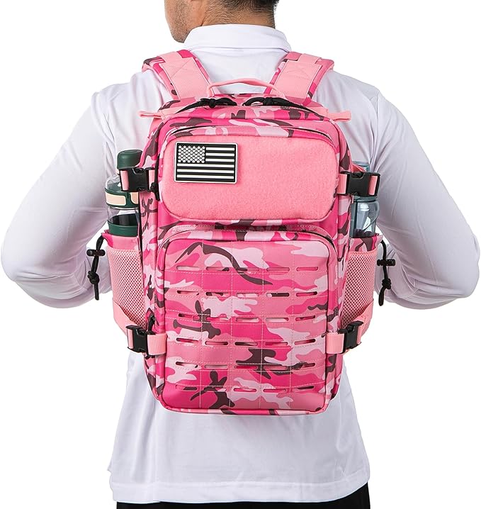 QT&ampQY 25L/45L Military Tactical Backpack For Men Molle Daypack 3 Day Bug Out Bag Hiking Rucksack With Bottle Holder