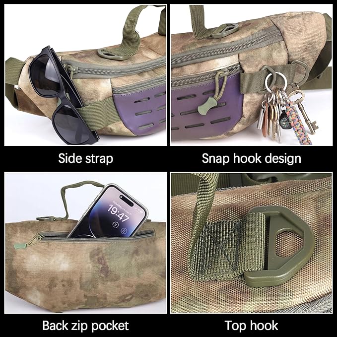 Tactical Fanny Pack for Men Women - 5L Waterproof Multifunctional Tactical Waist Hip Crossbody Bag for Outdoor Cycling Hiking HuntingUrban Rubble Camo