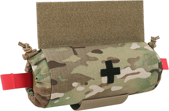 PETAC GEAR Tactical First Aid Drop Dump Pouch Micro Medical Trauma Roll Up Drop Pouch EMT IFAK Sub Abdominal Carrying Bag with Hook-N-Loop (MC)
